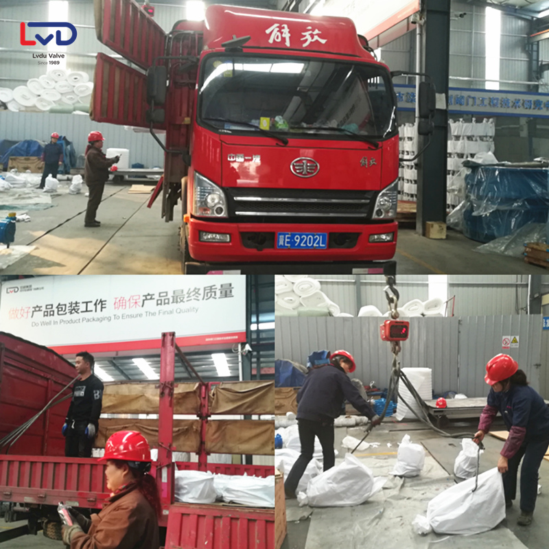 <發貨現場>40臺10公斤軟密封法蘭蝶閥裝車啟程河北